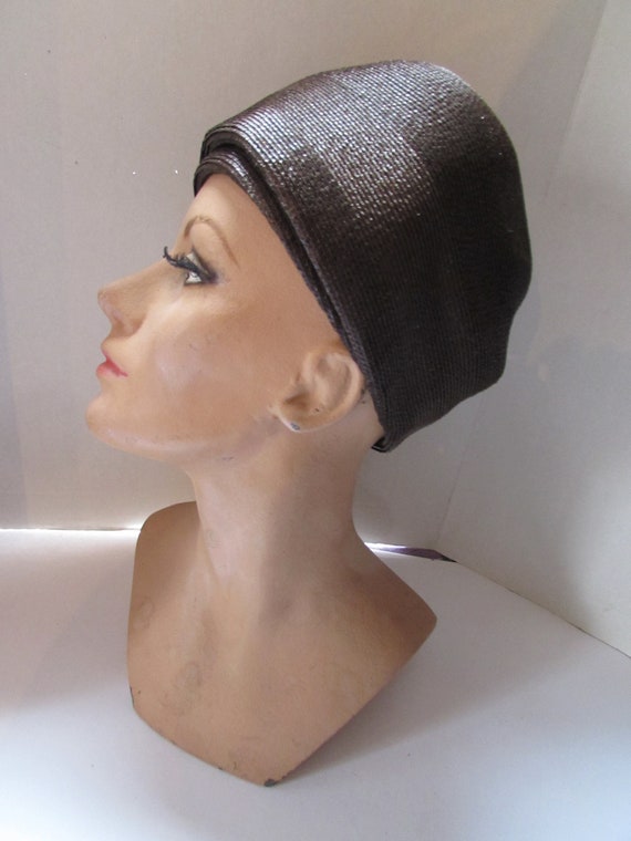 SALE Vintage Hat Helmet Style Chocolate Brown Jul… - image 5