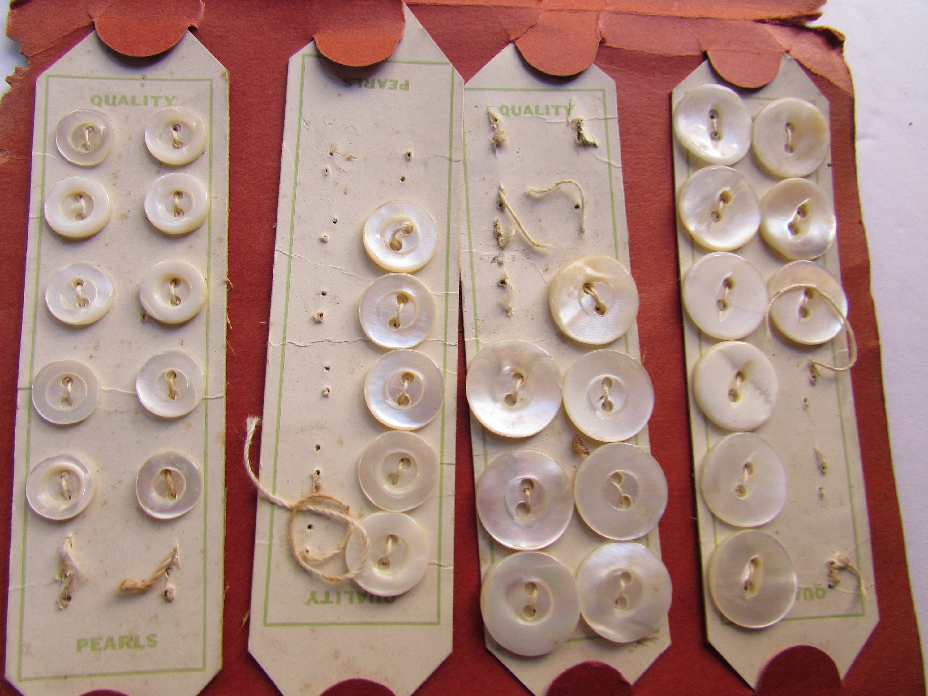 Packet Buttons Dozen Assortment White Pearl Buttons Original Envelope ...