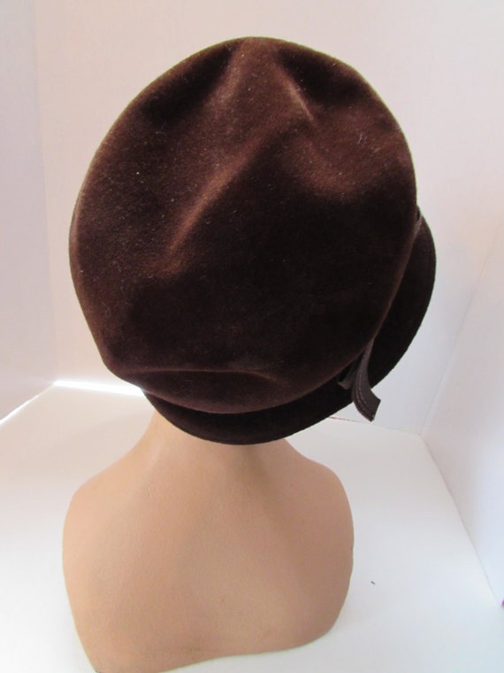 Bucket Hat 1960 Era Mid Century Hat Chocolate Bro… - image 5