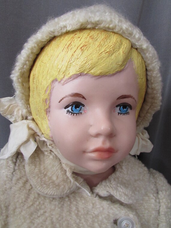 Child or Large Doll Winter Coat Mittens Bonnet Cr… - image 5