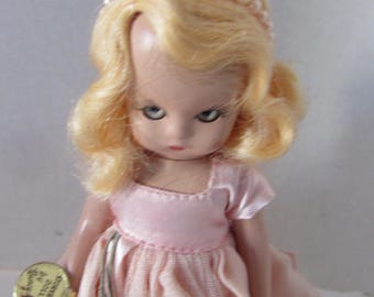 Vintage Doll Nancy Ann Storybook Doll Cinderella Doll 1950 Era Pink Dress Blond Hair Sleep Eyes Original Foil Tag