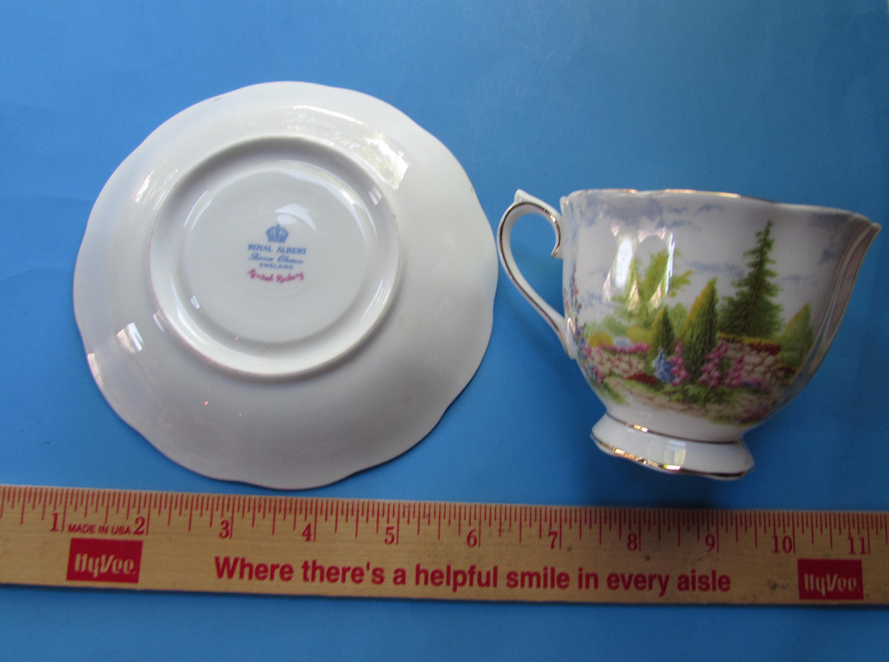 Royal Albert Kentish Rockery Cup Saucer Pink Blue Flowers Stone