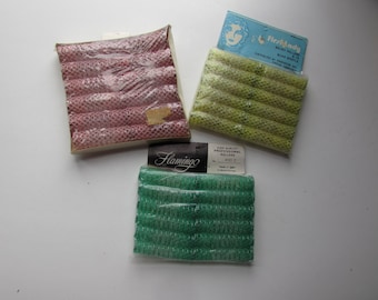 Vintage haarrollers varkenshaar originele verpakking Morris Flamingo First Lady