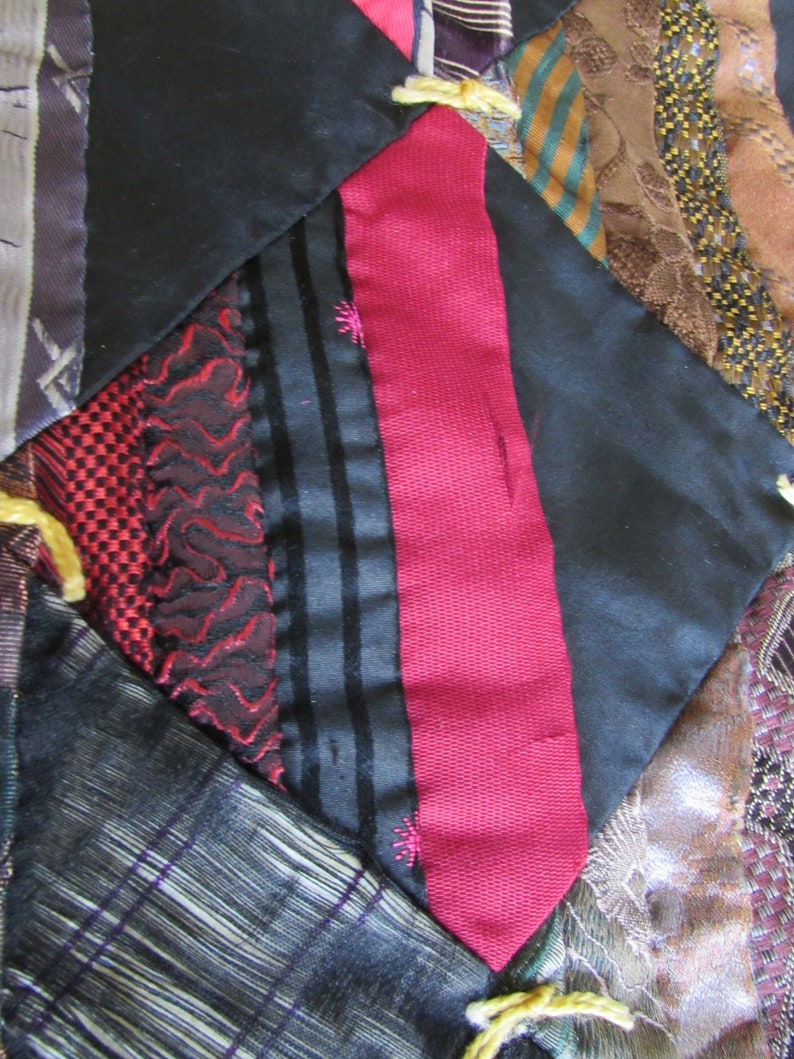 Antique Quilt Silk Satin Quilt Dark Jewel Tones Scallop Edge Etsy