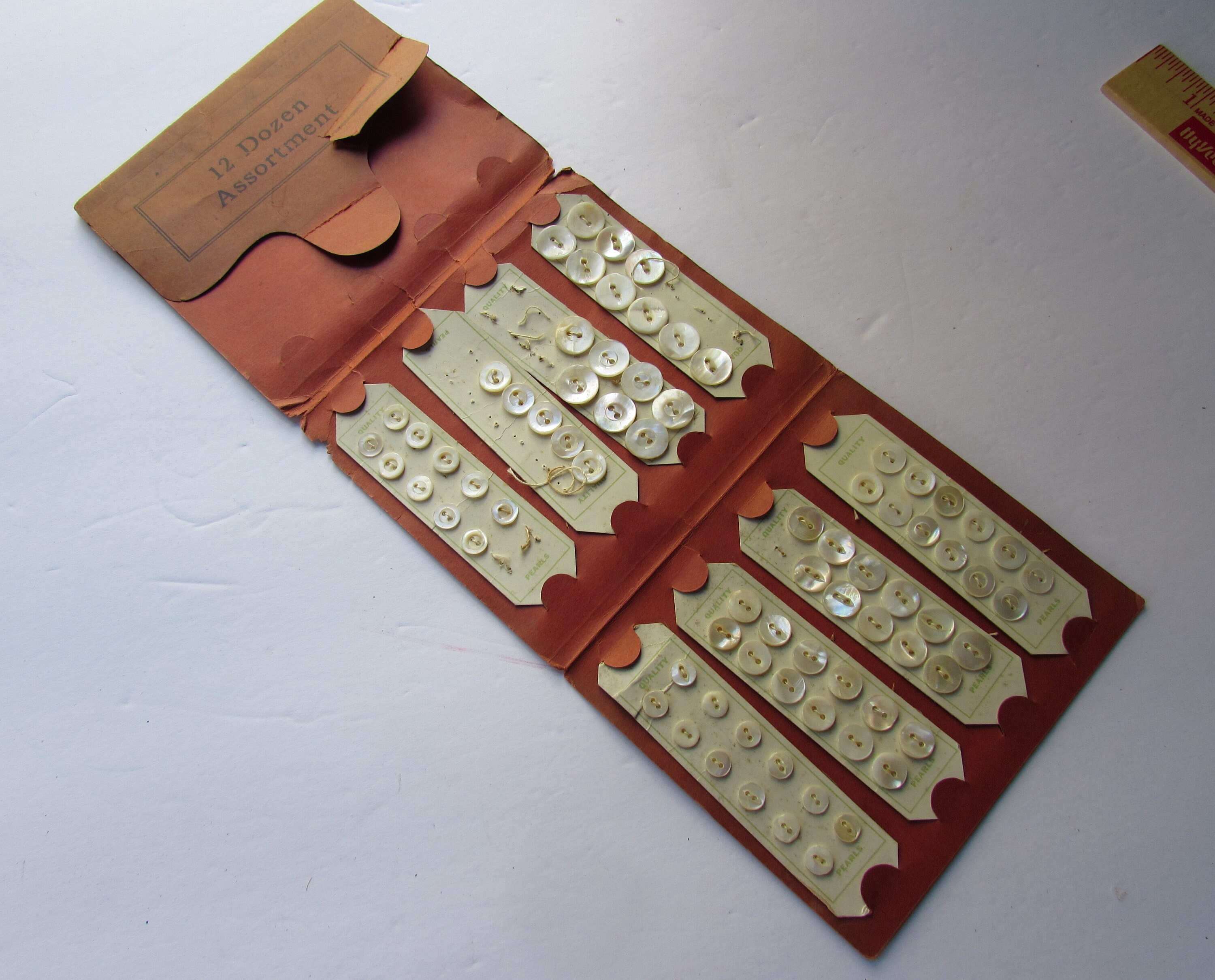 Packet Buttons Dozen Assortment White Pearl Buttons Original Envelope ...