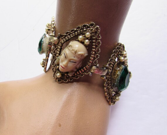 SALE Vintage Bracelet Selro Design Asian Lady Asi… - image 1