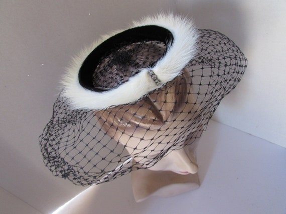 SALE Vintage Hat Whimsy Hat 1960 Style White Fur Circlet 