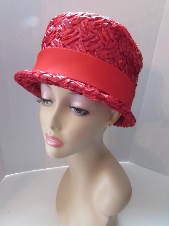 Vintage 1960s Marshall Fields hat Vintage Cobalt Blue Velvet Top Hat: Wide Brim, 1960s  main image 3