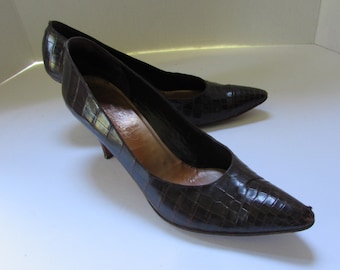 Vintage Schuhe Alligator High Heels Pagani Marke Blum's Vogue Chicago Boutique Vintage Fashions Made in Switzerland Size 8AA
