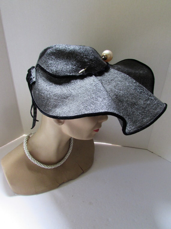 人気ブランド新作豊富 Mid Hat Vintage SALE Century Weave Millinery Black Look New 帽子