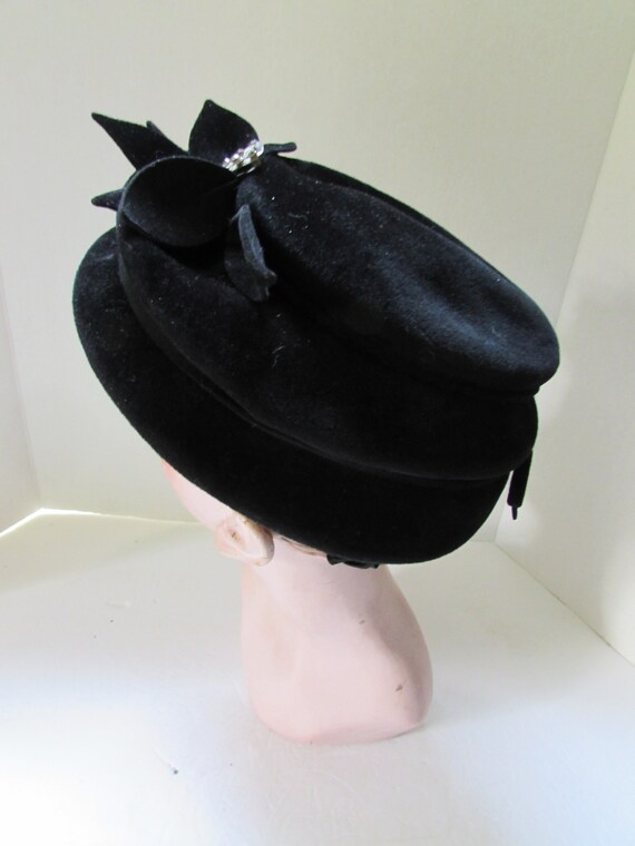 Vintage Hat Black Velour Riviera Brand Made Italy… - image 6