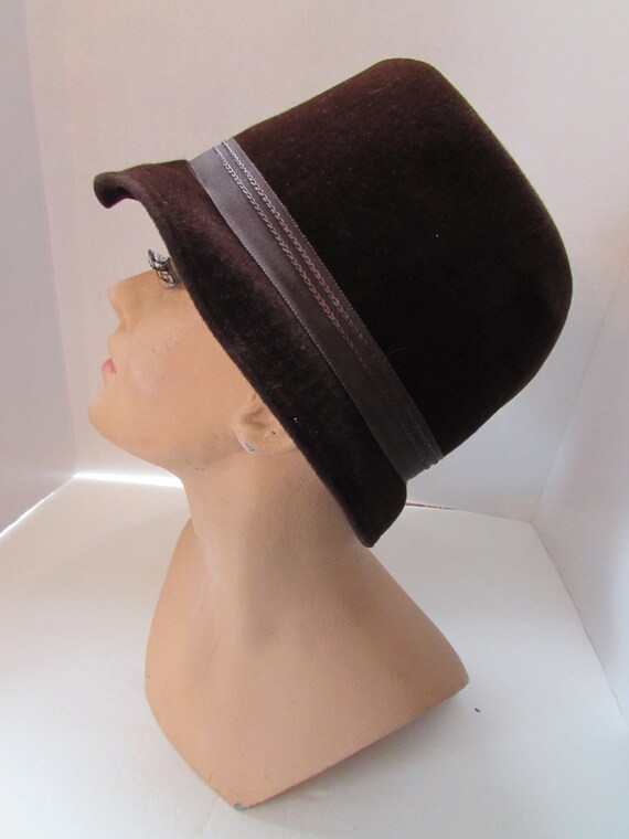 Bucket Hat 1960 Era Mid Century Hat Chocolate Bro… - image 6