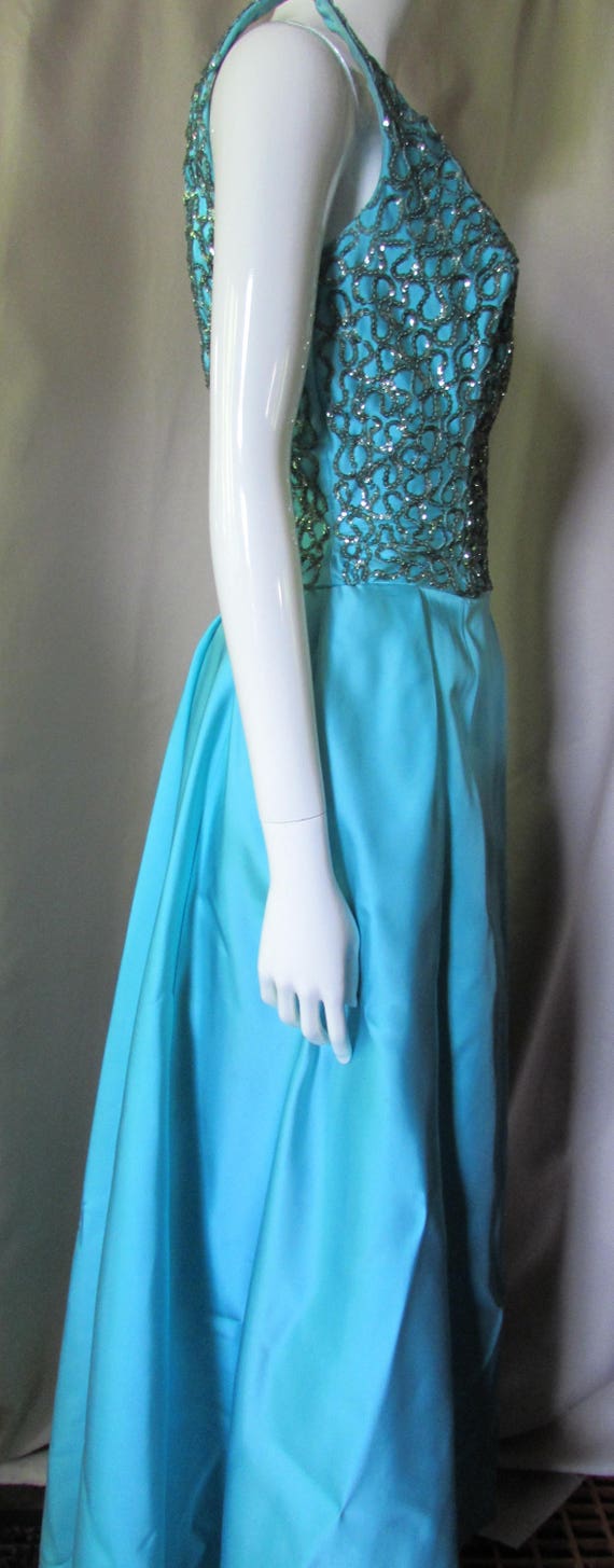 Mike Benet Formal Vintage Evening Gown Turquoise … - image 6