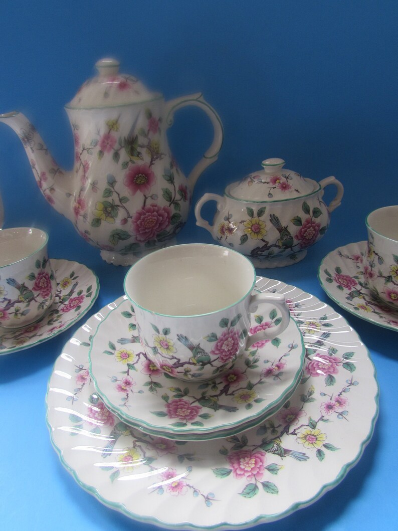 Vintage Tea Set Old Foley Chinese Rose James Kent Etsy