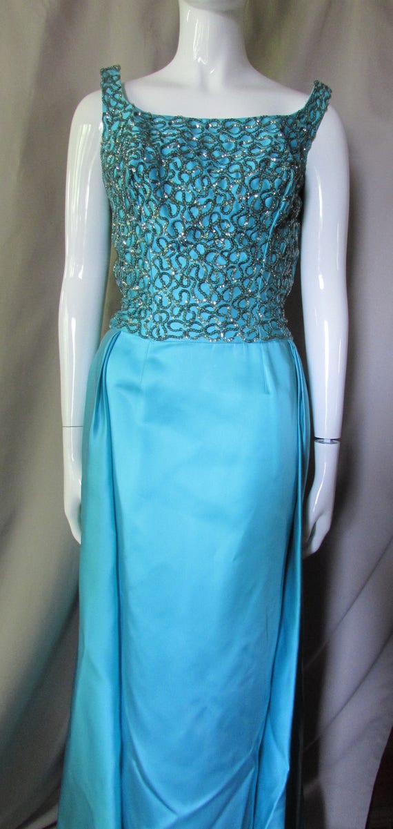 Mike Benet Formal Vintage Evening Gown Turquoise … - image 2