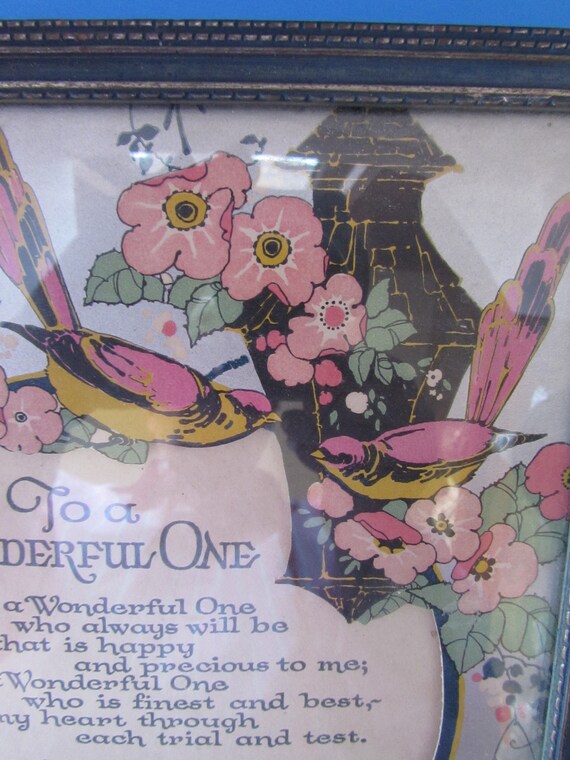 Vintage Poème Encadré Superposition Dimensions Mat Rose Fleurs Oiseaux Jaunes Pour Un Art Cin Un Merveilleux Cadeau Des Mères De Poèmes Dédition