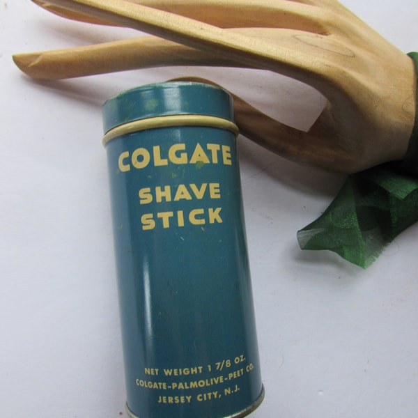 Vintage Advertising Tin Colgate Palmolive Peet Shave Stick Mid Century Tin Button Holder Jersey City NJ