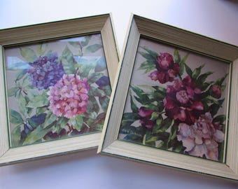 Ann Cochran Prints Mid Century Art Flower Theme Purple Hydrangeas