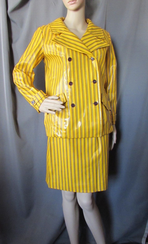 Super Mod Vinyl Suit 1960 Era Double Breasted Jack