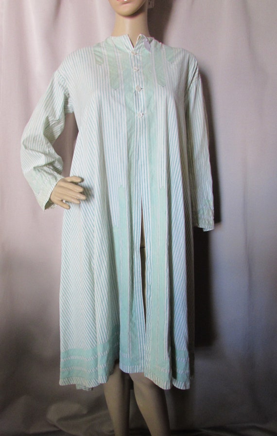 SALE Very Vintage Morning Robe Mint Green White S… - image 3