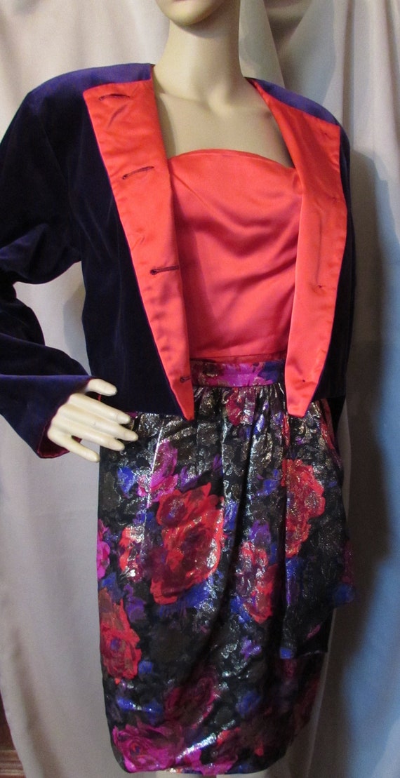 Vintage Guy Laroche Three Piece Set Purple Velvet 