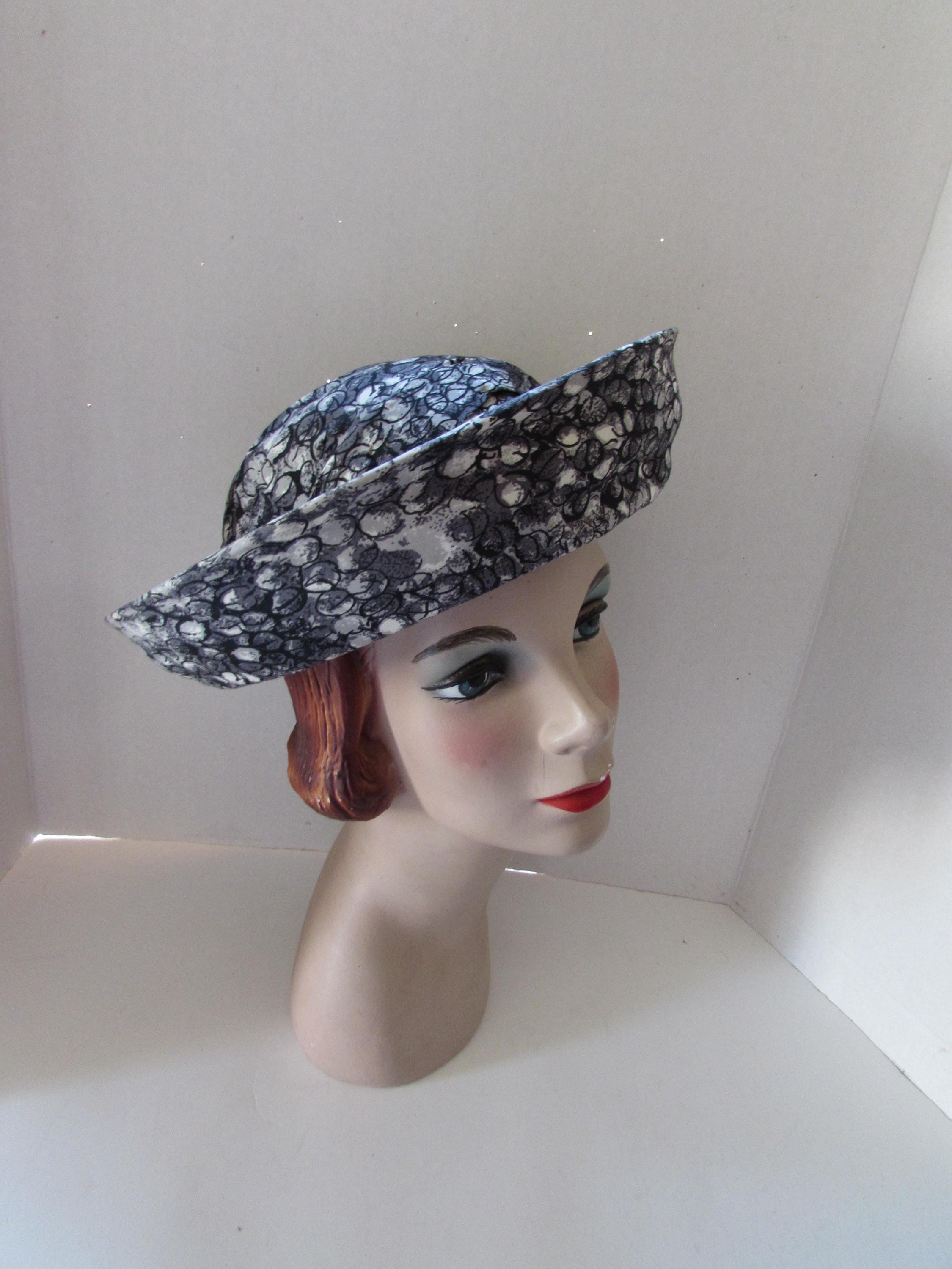SALE  Fantastic Vintage Breton Style Hat Shades of Gray Versatile-Mid-Century-Hat-Navy  main image 4