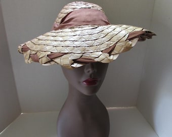Vintage Women’s Straw Hat – Union Made USA – Woven Raffia with Ribbon Vintage Women main image 3