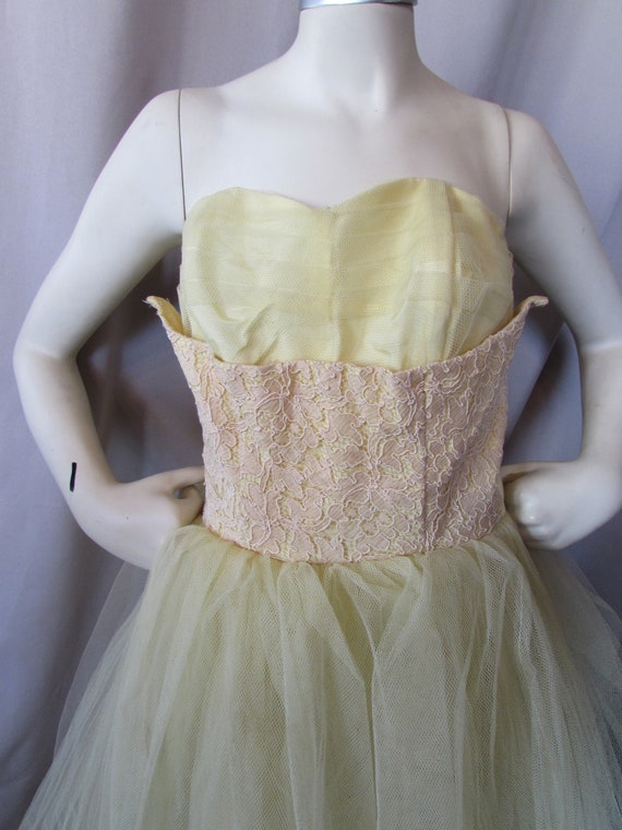 1950 Prom Dress Vintage Dance Dress Mellow Yellow… - image 2