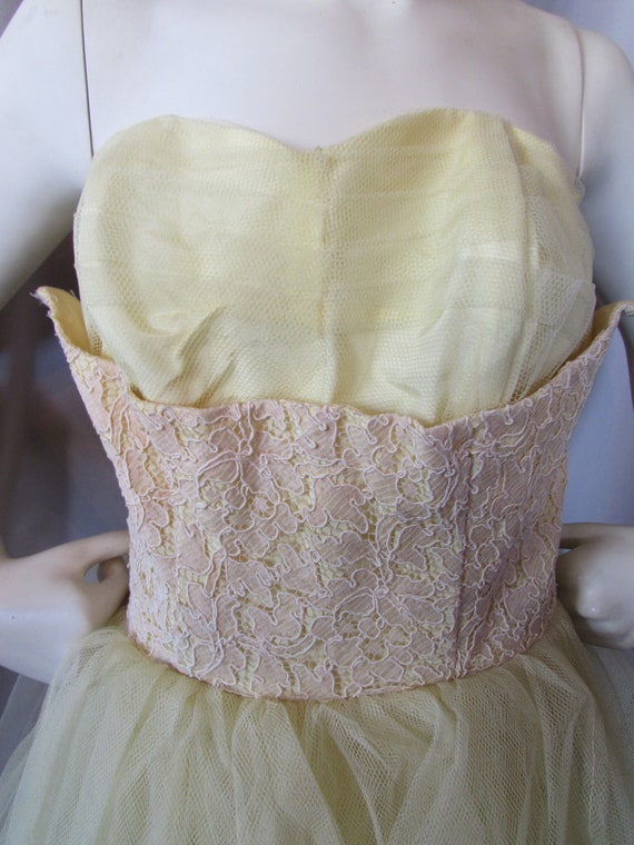 1950 Prom Dress Vintage Dance Dress Mellow Yellow… - image 5