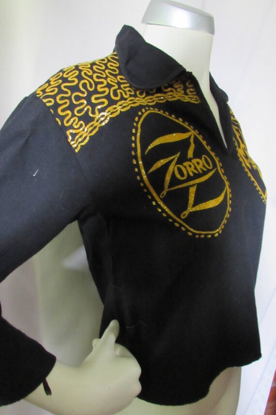 Vintage Zorro Shirt Child's Western Shirt Glitter… - image 5