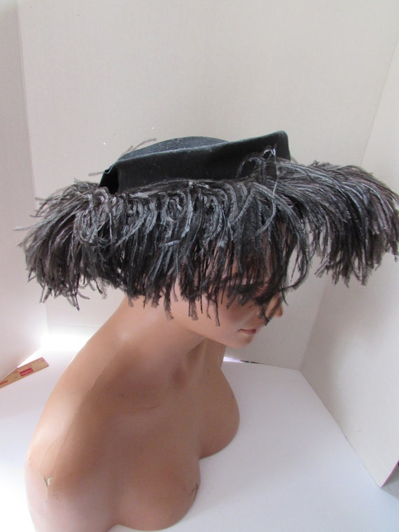 Vintage Hat Special Event Hat Black Felt Black Os… - image 3