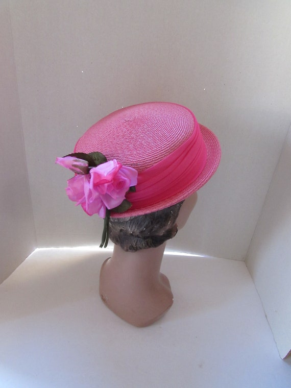 Vintage Hat Peony Pink Rose in Pink Eddi Hats Fran