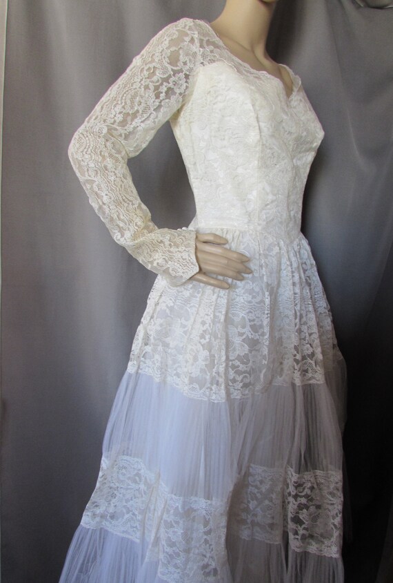 Vintage Wedding Gown 1950 Era Bridal Dress White … - image 7