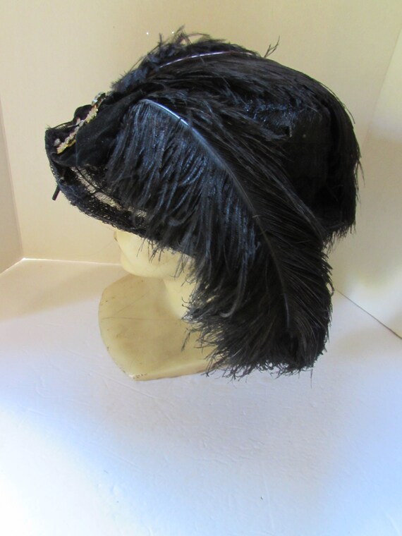 SALE Edwardian Era Hat Antique Formal Hat Black H… - image 5