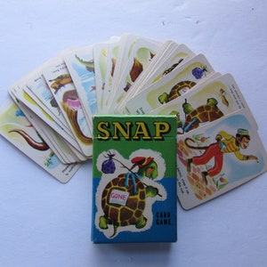 VENTA Juego de cartas de tamaño infantil Whitman SNAP Personajes de animales Refranes inteligentes Juego de correspondencias 1950 Era