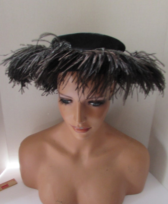 Vintage Hat Special Event Hat Black Felt Black Os… - image 5