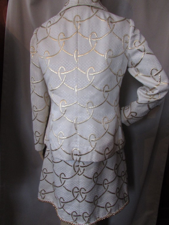 1960 Era Sheath Jacket Formal Event Cream Brocade Gol… - Gem