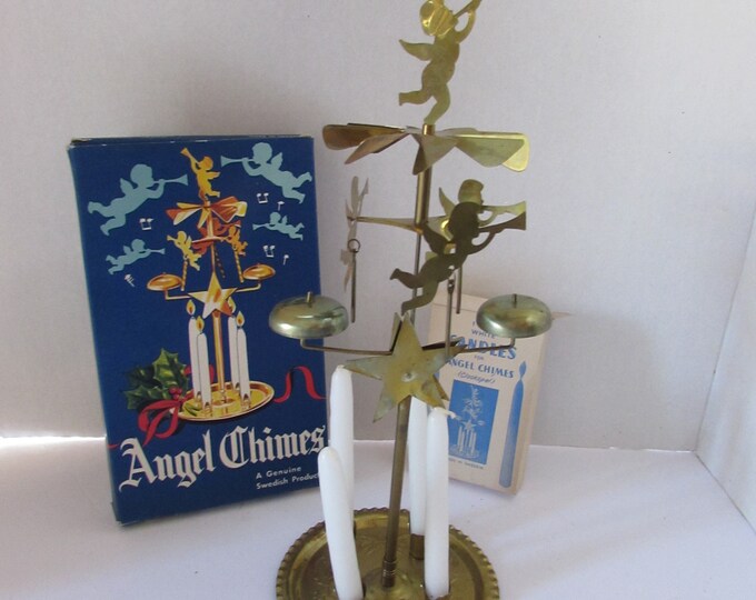 Holiday Centerpiece Angel Chimes Made in Sweden Christmas Chimes Original Box Candle Box Mid