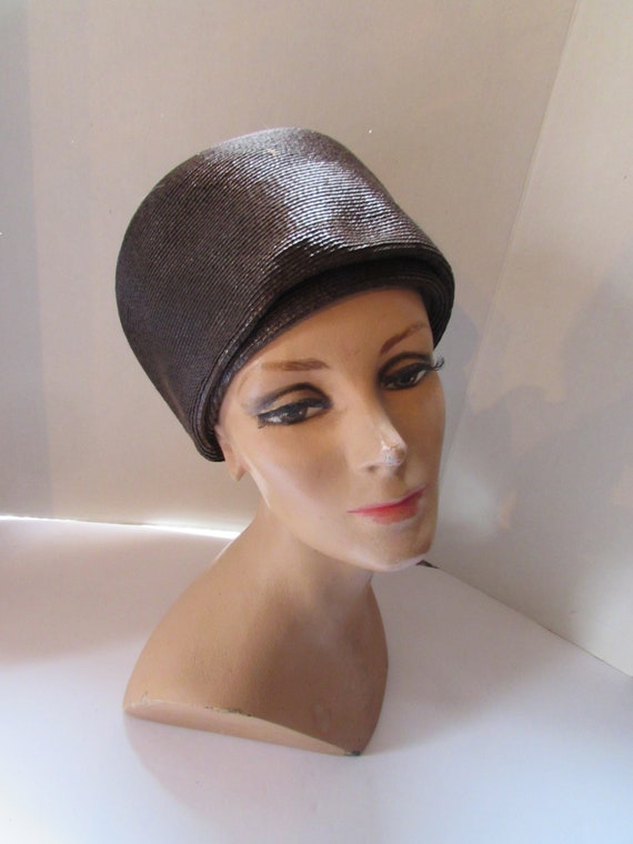 SALE Vintage Hat Helmet Style Chocolate Brown Jul… - image 3