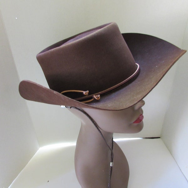 Vintage Cowboy Hat Thoroughbred Pedigree Brown Moleskin Morris Men's Shop Stock Yard Inn Chicago IL Hand Finished Unisex Cowboy Hat