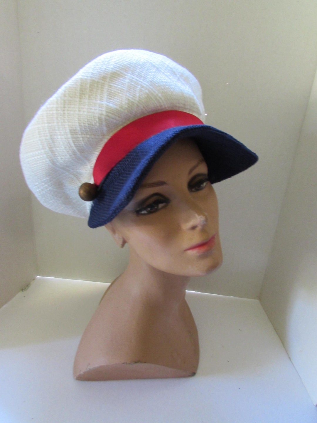 帽子 Vintage velours hat Vintage Hat 1950s Turquoise & Black Velour Cap with