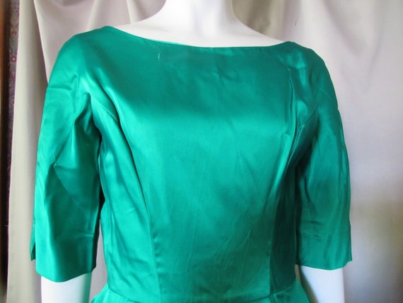 SALE 1950 Era 1960 Era Cocktail Dress Emerald Gre… - image 8