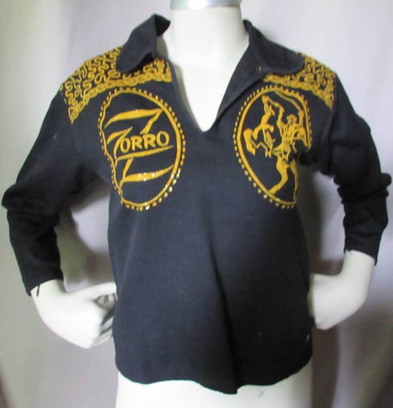 Vintage Zorro Shirt Child's Western Shirt Glitter… - image 2