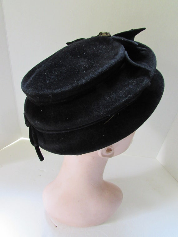 Vintage Hat Black Velour Riviera Brand Made Italy… - image 4