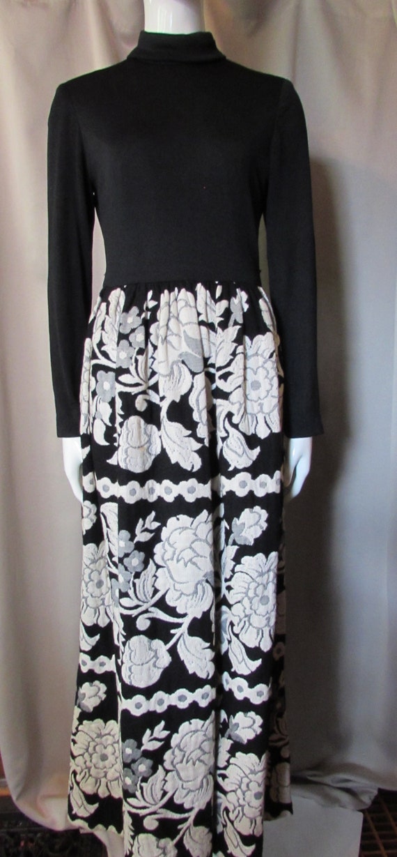 Maxi Skirt Mid Century Lounge Dress Black Knit To… - image 2