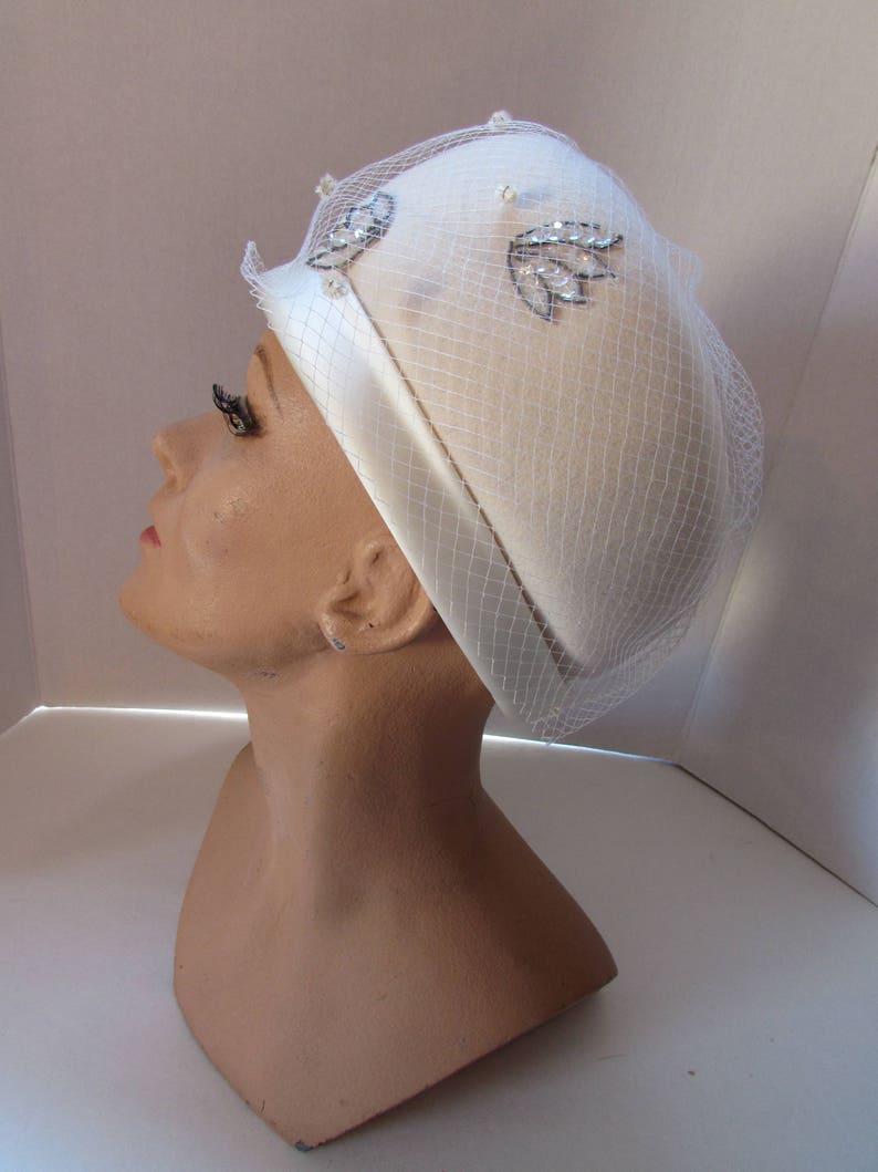 Vintage Winter Hat Winter White Wool Silver Sequins Glenover Hat Henry Pollak Design Mr. Richard Hat Bubble Hat 1960 Style Vintage Fashion image 6