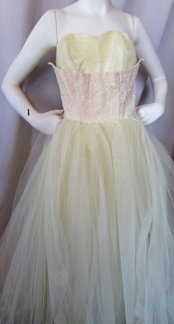 1950 Prom Dress Vintage Dance Dress Mellow Yellow… - image 4