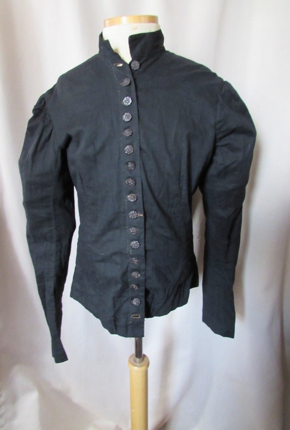 Victorian Era Top or Waist Black Cotton Day Blouse