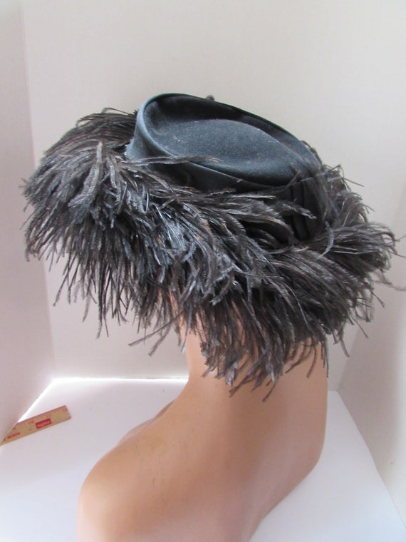 Vintage Hat Special Event Hat Black Felt Black Os… - image 9