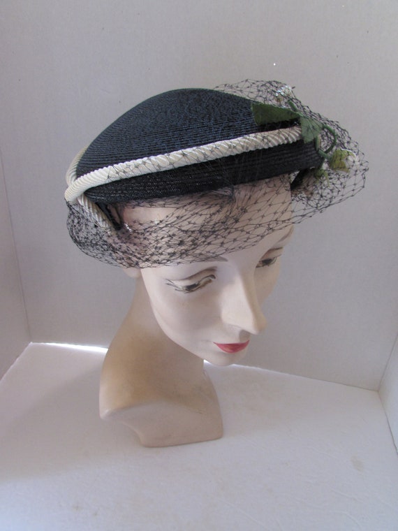 SALE Vintage Hat Half Hat 1950 Era Black Milliner… - image 4